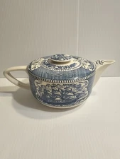 Currier And Ives Covered Teapot By Royal China Dinnerware Usa