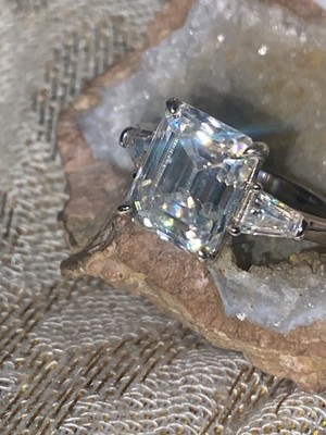5ct D VVS1 moissanite lab created Platinum plated