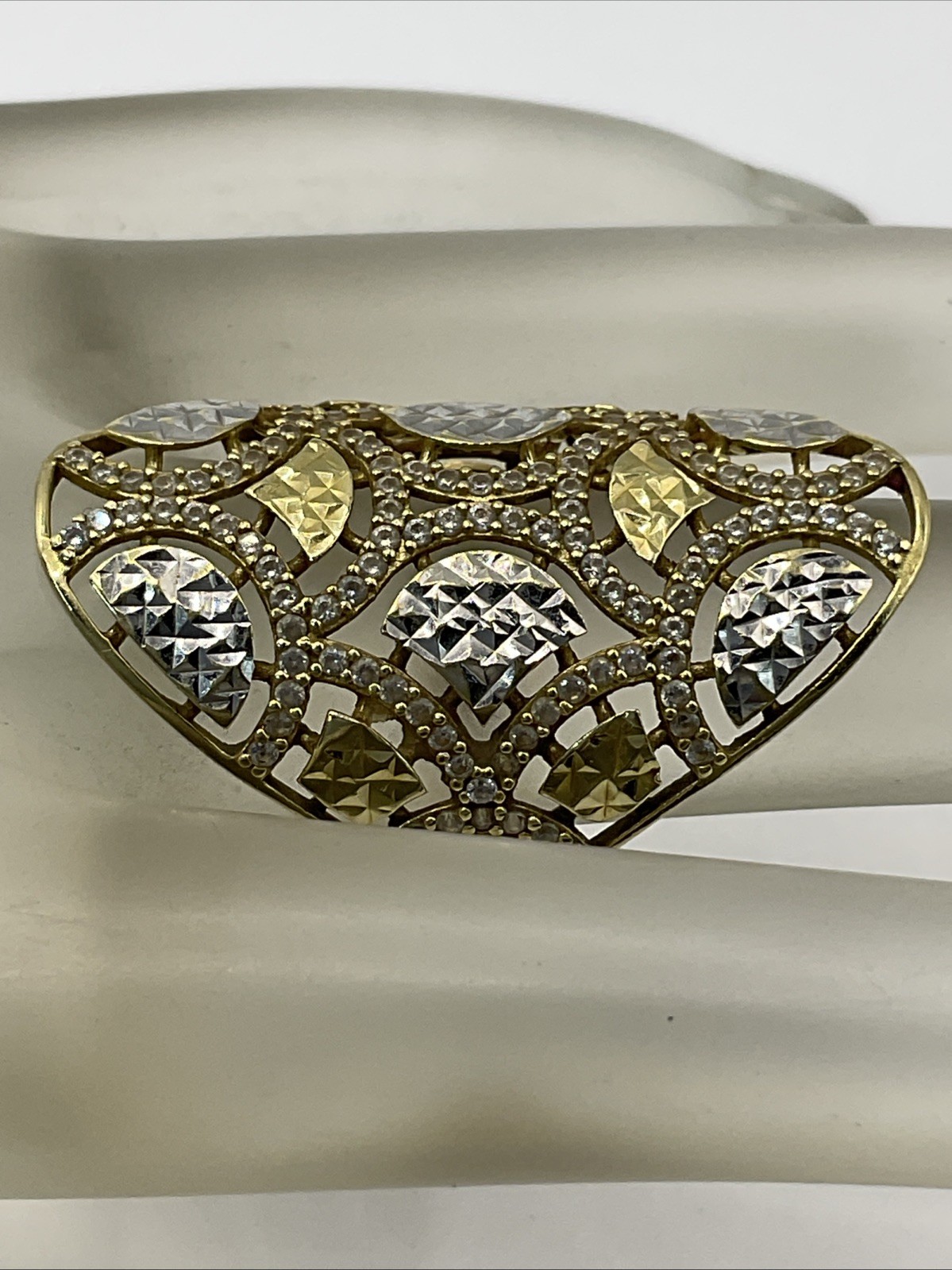 VINTAGE HANDMADE UNIQUE DESIGN Solid 14K Two Tone… - image 7