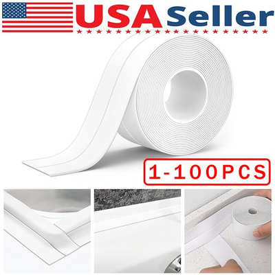 #ad 10.5FT PVC Self Adhesive Caulk Sealing Strip Tape For Kitchen Wall Sink Toilet $191.88