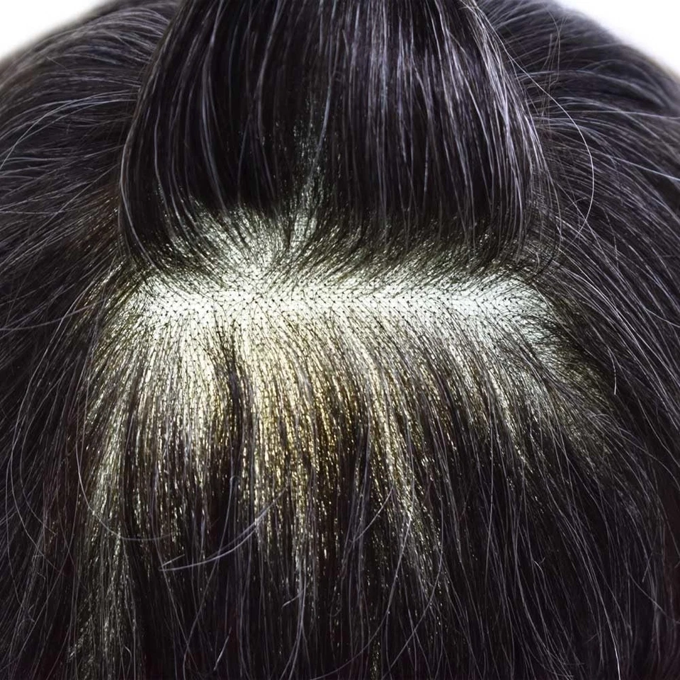 Substituição de cabelo humano peça unidade de cabelo masculino natural toupee para homens - Imagem 4 de 4