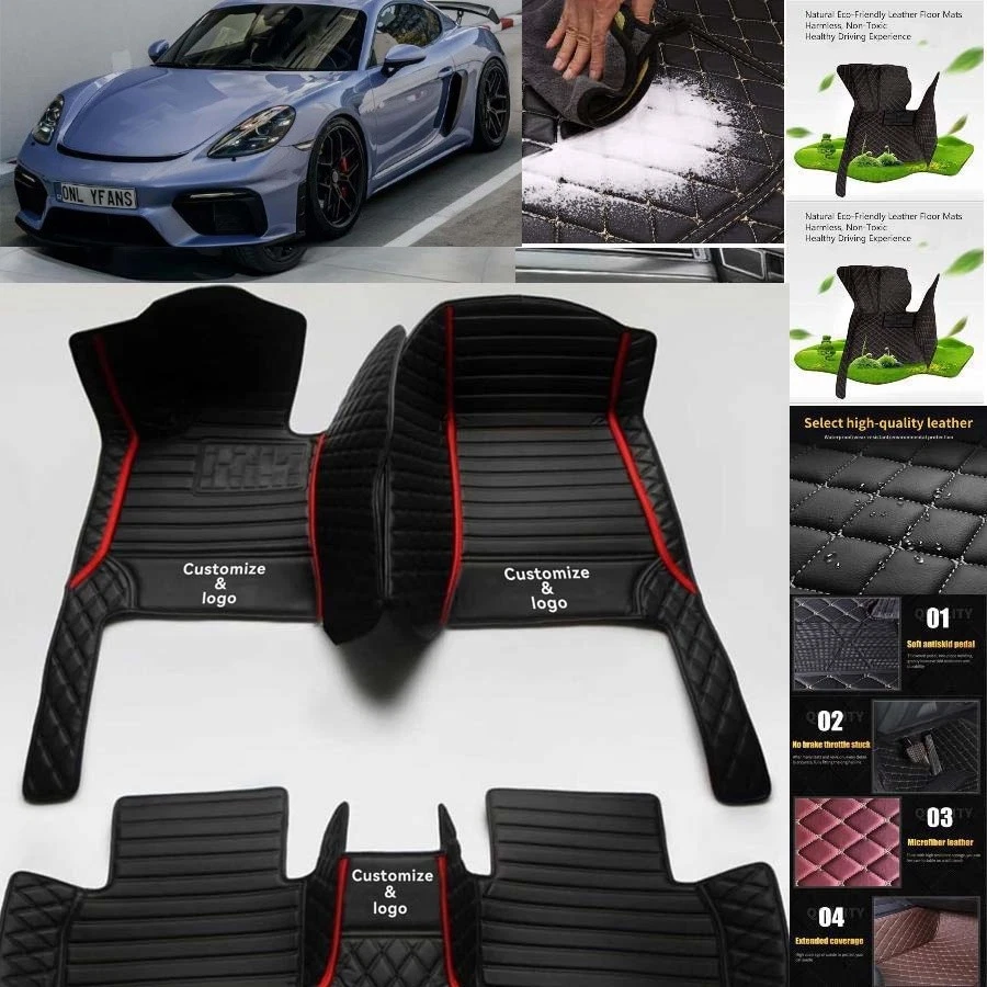 For Porsche Cayman Car Floor Mats Custom Waterproof Auto Liners Carpets Foto 2 de 4