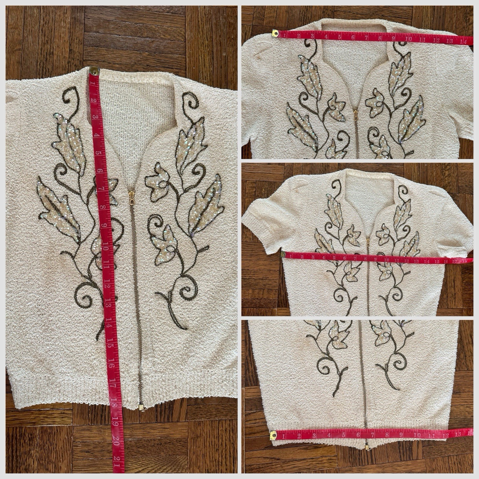 1930s Boucle Sequin Cardigan Sweater Talon Bell Z… - image 21