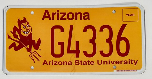 Arizona State University License Plate Sun Devil Devils Football ASU G4336