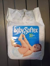 Vtg Baby Softex 10 diapers 8+kg w/ small "diamond" texture on plastic backsheet