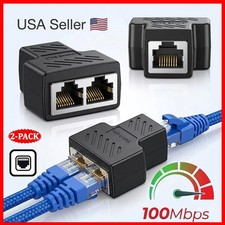 2 Pack Ethernet Splitter Adapter, 1 to 2 Port, Supports Cat5,5e,Cat6,Cat7 Cables