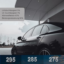 (21,88€/m²)Tönungsfolie Auto tiefschwarz 75% -95% Tönung Scheiben UV SchutzFolie