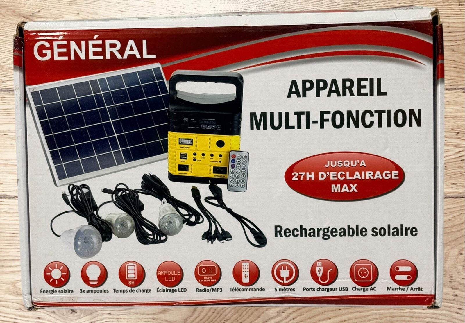 Solar Multi-Function Emergency Power Kit, 7500Mah, Fm Mp3.