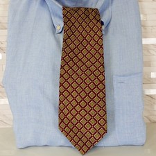 CLAUDIO VALENTINO Neck Tie Mens Red Plaid Floral Classic Suit Foulard Preppy Art