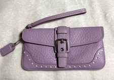 COACH SOHO Y2K Hamptons Pebbled Leather Light Purple Wristlet Flap Wallet Clutch