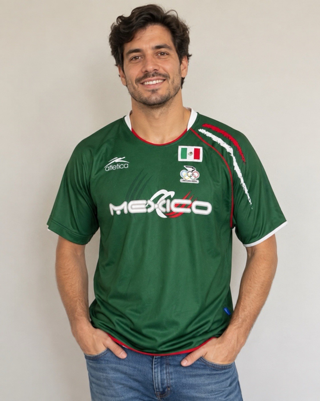 Atletica Mexico Olympic Committee Jersey Mens L Green Soccer Futbol Team Mexico