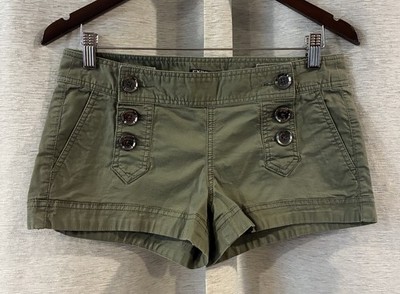 Express Button Up Sailor Shorts Green Flap Pockets y2k 2000s Womens size 4