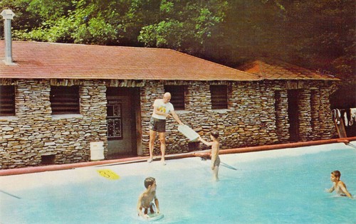 1964 PA Camp Alliquippa swimming pool house Boy Scouts of America Postcard BS14