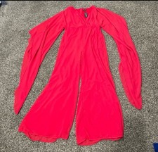 Boohoo Nwt Chiffon, Wrap, Cape Sleeve Jumpsuit Size 12