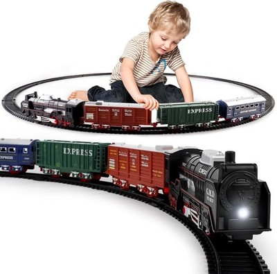 Train Set Toy for Kids Locomotive Engine Battery Powered Railway XT-12 deAO