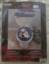 Bucilla Felt Bath Ensemble Happy Holidays Santa Snowman Seat Cover Tank 84989
