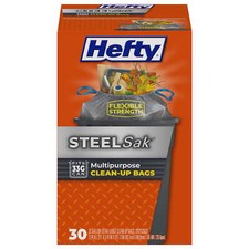  Steelsak Heavy Duty Large Trash Bags, Gray, Unscented, 33 gallon, 30 Count