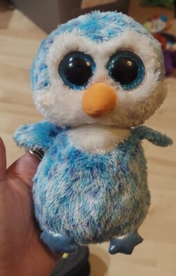 2014 Ty Beanie Boo Penguin Ice Cube 6'' Glitter Blue Eyes Fluffy No Hang Tags