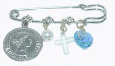 Better Than Buttons Crystal Cross Bridal Pin Something Blue, Old, & New Jewelry
