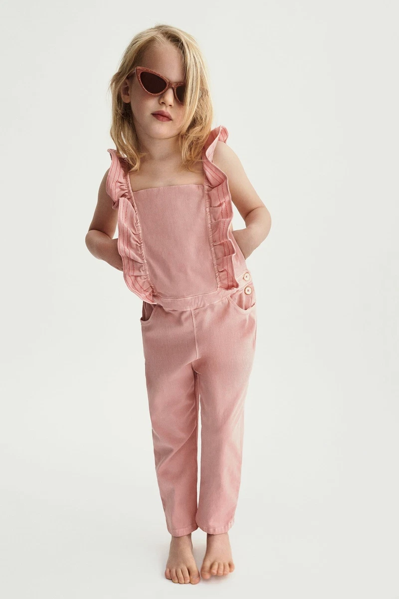 Zara Girl Ruffled Serged Overalls Pink 6917/012 Size 2-3 | eBay