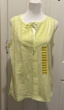 Lace Accent Tank Top Soft Stretch 19  P2P 24  Length Tie Close Medium Orig 29
