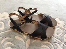 FLOGG Nessy Black Leather Studded Sandals 7.5 Excellent