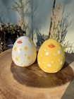 White Yellow Polka Dot Chicken Duck Salt and Pepper Shakers Easter Spring — photo 1