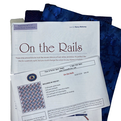 Fons & Porter ''On the Rail'' Quilt Kit Blue/Red New in Package