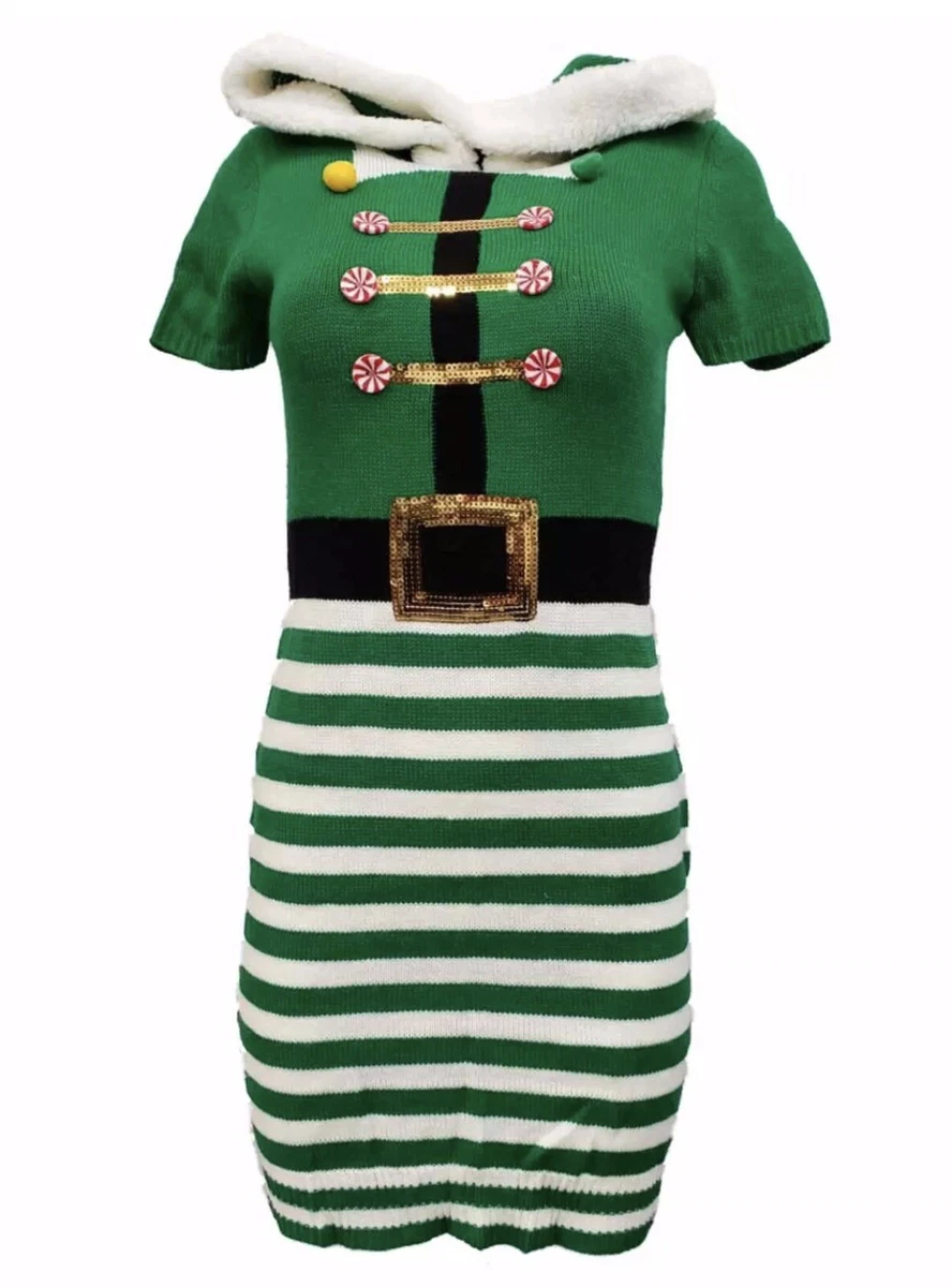 No Boundaries Holiday Ugly Christmas Sweater Dress Elf Knit Juniors XXL Size 19