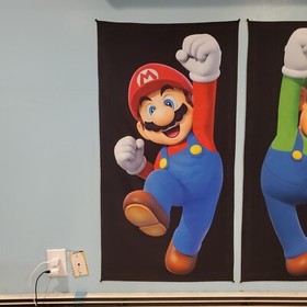 Mario game room banner 2x4 foot tapestry wall flag NES Super Mario Bros gift