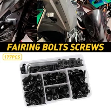 177pc Black Fairing Bolt Fender Kit Bodywork Screws For Honda Kawasaki Suzuki