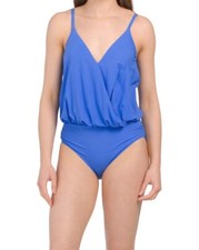 Gottex Size 12 Underwire Surplice Sapphire Blue 1-Piece Swimsuit NWT 158