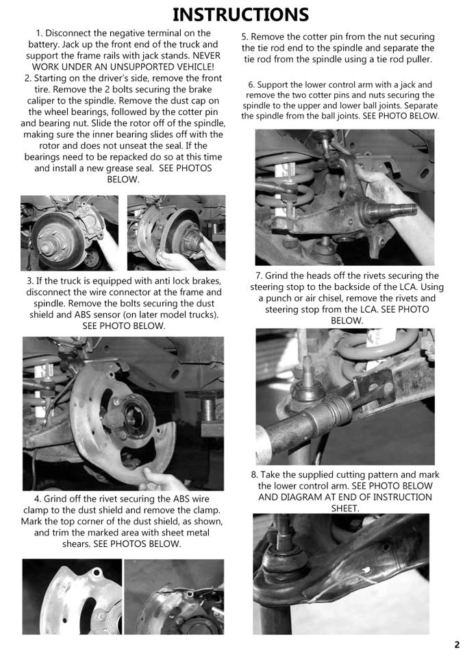 3" Lift Kit Front Spindles 2" Rear Shackles Fits Chevy S10 4x2 GMC S15 2WD - Image 2 of 4