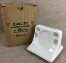 Vtg A/C/P White Speckled Ceramic MidCentury Modern USA Toothbrush Cup Holder NOS