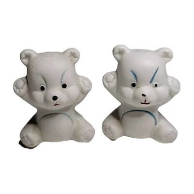 Vintage Anthropomorphic Mad Blue Teddy Bear Salt & Pepper Shakers Grandmacore 