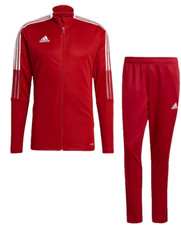 adidas Tiro Tracksuit Mens Small Jacket and Pants Set Soccer Training Red White