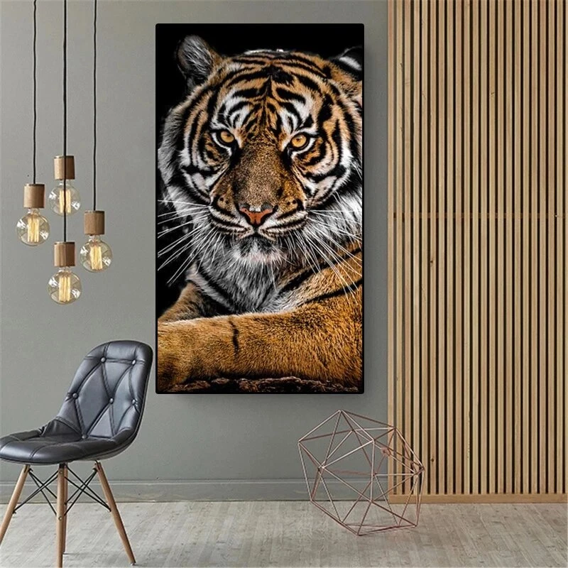 Animal Tiger Canvas Painting Canvas Wall Art Home Decor Poster Print Wall Mural - Image 3 of 4