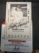 Autographed 1979 Diamond Greats Baseball Card Washington Senators Buddy Lewis