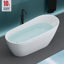 Freistehende Badewanne Acryl-Wanne Standbadewanne weiß inkl. Ablaufgarnitur V528