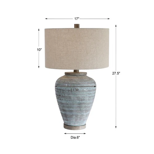 Uttermost Pelia Coastal Ceramic Fabric and Resin Table Lamp in Aqua Blue - Picture 11 of 11