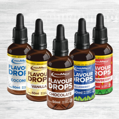 IronMaxx Flavour Drops 50ml 97,80  /1l flüssige Aromen Fitness null Kalorien
