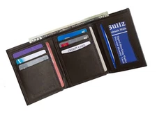Mens Trifold Leather 8 Credit cards and 2 IDs Classic Style Wallet Bullz