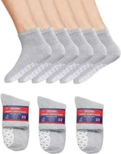 Men's Non-Skid Diabetic Ankle Quarter Socks Non Binding Loose Fit Top Size 9-15