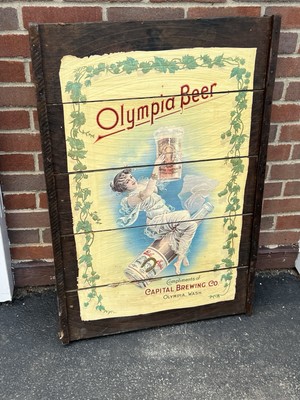 Olympia Beer Capital Brewing Co. Wooden Advertising Man Cave Bar Sign 24x36