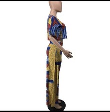 Women Two Pieces Sets Top and Skirt African Print Causal Clothes for Women