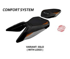 Seat cover Haiti Comfort Sys Silver Orange SLO + logo TPZ KTM 390 Duke 2017 2023