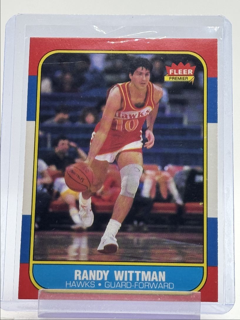 RANDY WITTMAN 1986-87 FLEER PREMIER BASKETBALL ROOKIE HAWKS #127 B Q6233