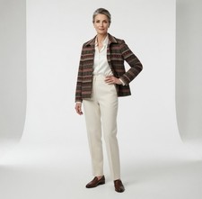 Alfred Dunner Women Jacket Blazer Sz 14P Striped Tapestry Open Front H-1