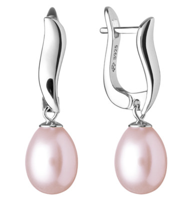 Echte Perlen Ohrringe hängend 925 Sterlingsilber rosa Geschenk Freundin Ehefrau