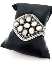 Brandon Williams Navajo 925 Sterling Silver Mother Of Pearl Open Cuff Bracelet